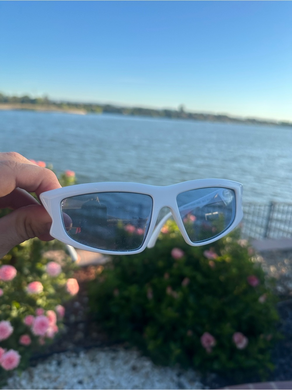 Philipp Plein White Frame Blue Lens Sunglasses